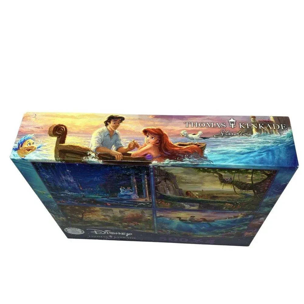 Disney 4 Puzzle Set Cinderella Thomas Kinkade Ariel Lion King 500 Piece Ceaco
